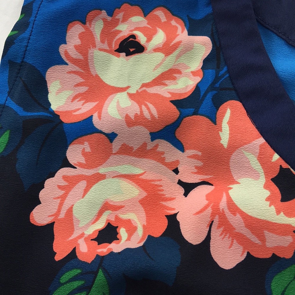 Just Ginger navy coral floral midi dress w pockets - Picture 7 of 8